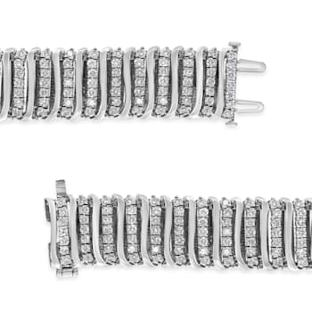 Sterling Silver 8.50ctw Diamond 7 Row Chevron "S" Curved Link
Tennis Bracelet