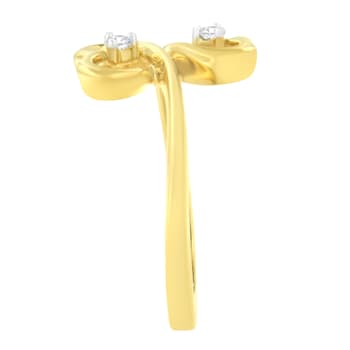 14KT Yellow Gold 1/20 ctw. Dual Heart Diamond Ring (K-L, I1-I2) - Size 7
