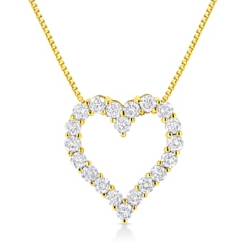 14K Yellow Gold Over Sterling Silver 2.0ctw Diamond Open Heart Necklace
(K-L Color, I2-I3 Clarity)