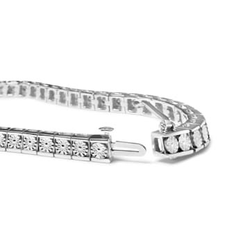 Sterling Silver 1/4ctw Miracle Set Diamond and Bead Link Tennis Bracelet
(I-J Color, I2-I3 Clarity)