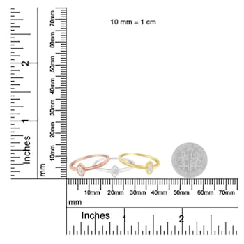 14K Gold Over Sterling Silver 1/6ctw Diamond Stackable Promise Ring Set
(J-K Color, I1-I2 Clarity)