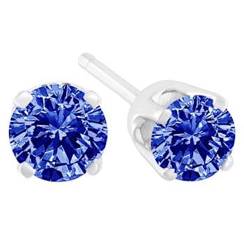 0.20ctw Brilliant-Cut Blue Diamond Classic Sterling Silver Stud Earrings