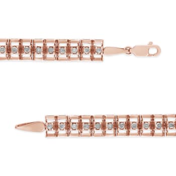 10K Rose Gold Plated .925 Sterling Silver 2.0 Cttw Diamond Double-Link
7" Tennis Bracelet