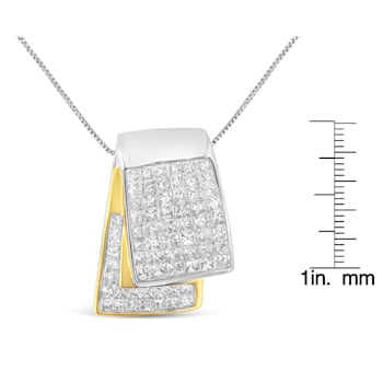 14K Two-tone Gold 2.0ctw Princess Cut Diamond Foldover Box Pendant 18”
Box Chain