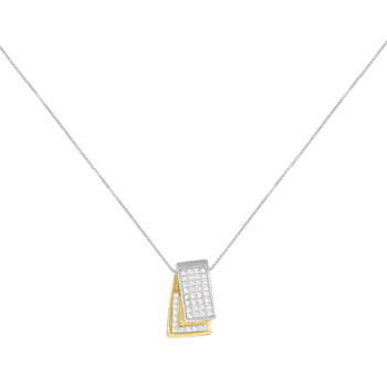 14K Two-tone Gold 1.0ctw Princess Diamond Foldover Box Pendant
w\chain(H-I Color, SI2-I1 Clarity)