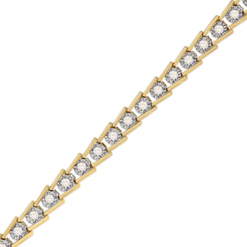 14K Yellow Gold Over Sterling Silver 2.0ctw Miracle Set Diamond Wave
Link Bracelet