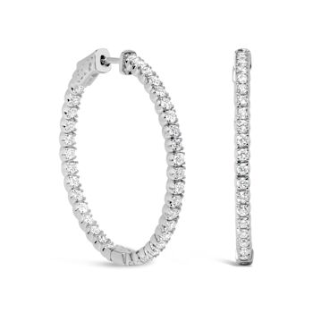 14K White Gold 1 3/4 Cttw Lab Grown Diamond Inside Out Hoop Earrings
(G-H Color, VS2-SI1 Clarity)