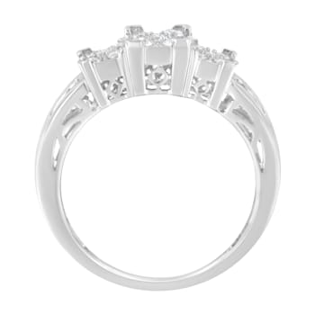 10K White Gold 1/2ctw Mixed Shape Diamond 3 Square Ring (H-I Color,
SI2-I1 Clarity)