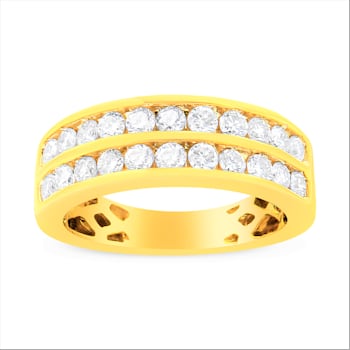 10K Yellow Gold Two-Row Diamond Band Ring (1.0ctw, J-K Color, I1-I2 Clarity)