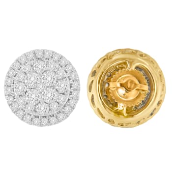 10K Yellow Gold Round Cut Diamond Earrings 1.5ctw