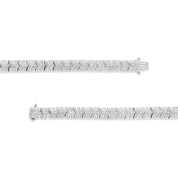 Sterling Silver 3.00 Cttw Diamond Chevron Link Bracelet (I2-I3 Clarity,
I-J Color) - Size 7"