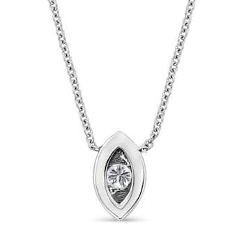 0.10ctw Marquise Diamond Miracle-Set Solitaire 10K White Gold Necklace