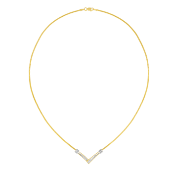 14K Two-tone Gold 1/4ctw Princess Cut Diamond “V” Shape Necklace (H-I
Color, SI2-I1 Clarity)