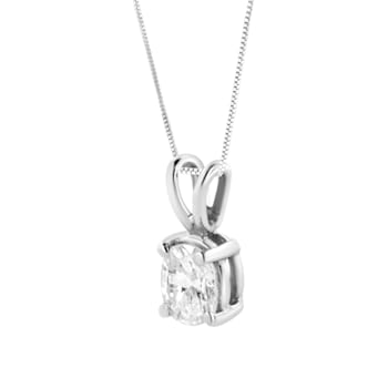 AGS Certified 14K White Gold 1/3ctw Diamond Oval 18" Pendant
w\chain(H-I Color, VS1-VS2 Clarity)