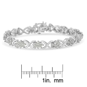 Rhodium Over Sterling Silver 2 1/4 Cttw Diamond Link Bracelet