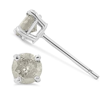 Sterling Silver 3/4ctw 4-Prong Round-cut "Salt and Pepper"
Diamond Classic Stud Earrings