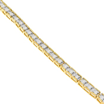 10K Yellow Gold Over Sterling Silver 1.0ctw Diamond Square Hybrid Link
7" Tennis Bracelet