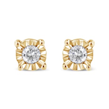 0.10ctw Round Brilliant-Cut Diamond 10K Yellow Gold Over Sterling Silver
Stud Earrings