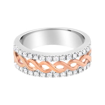 10K White and Rose Gold 1/3ctw Diamond Infinity Ribbon Band Ring (I-J
Color, I1-I2 Clarity)