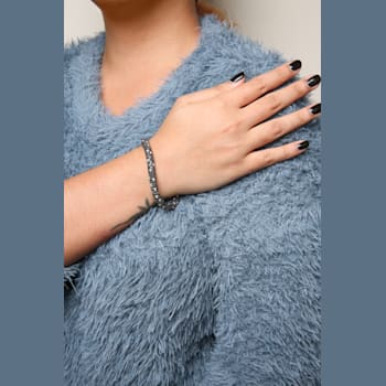 18K White Gold Black and White Diamonds Pave Link Bracelet