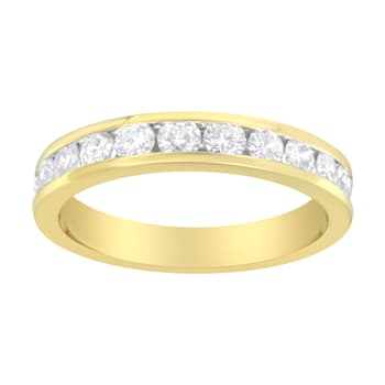 18K Yellow Gold IGI Certified 1.0ctw Diamond Half-Eternity Band(E-F
Color, I1-I2 Clarity)