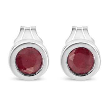 3.5mm Red Garnet Solitaire Sterling Silver Stud Earrings