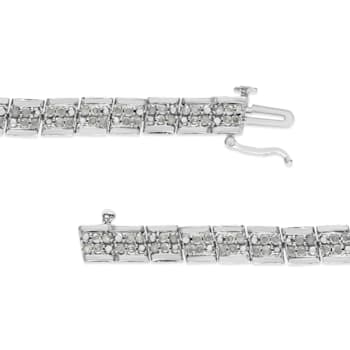 Sterling Silver 2ct TDW Rose-Cut Diamond Link Bracelet (I-J, I3-Promo) - 7"