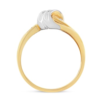10K Two-tone Gold 1/10ctw Mixed Cut Diamond Bypass Ring (I2 Color, H-I Clarity)
