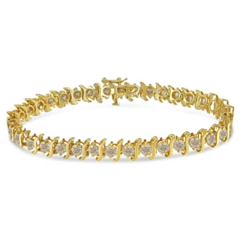 10K Yellow Gold Over Sterling Silver 7.0ctw Round Brilliant Cut Diamond
"S" Link Bracelet