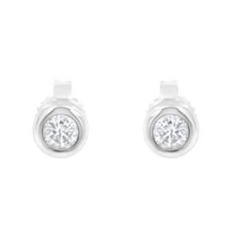 10K White Gold 1/4ctw Round Brilliant-Cut Near Colorless Diamond
Bezel-Set Stud Earrings