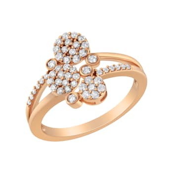 0.50ctw Diamond Bypass 14K Rose Gold Over Sterling Silver Ring