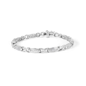 14K White Gold 1.0ctw Invisible-Set Princess Diamond Tennis Bracelet
(H-I Color, SI1-SI2 Clarity)