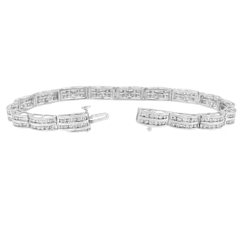 14K White Gold 3.22ctw Round-Cut Diamond Bracelet