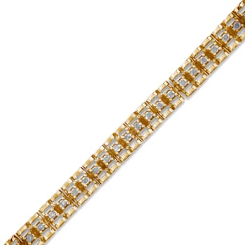 10K Yellow Gold Over Sterling Silver 1/2 Cttw Diamond Double-Link Tennis Bracelet