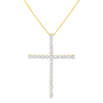 Sterling Silver 3.0ctw Round Diamond 1-1/2" Cross Pendant with
Chain(J-K Color, I2-I3 Clarity) - 18"