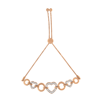 10K Rose Gold Over Sterling Silver .10ctw Round-Cut Diamond Heart Link
Adjustable Bolo Bracelet