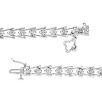 Sterling Silver 1/2 Cttw Diamond Double Swoosh Milgrain Style Tennis
Bracelet (I-J, I3) - 7.75"