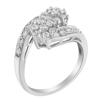 14K White Gold Diamond Cluster Ring Band (7/8 cttw, H-I Color, I1-I2 Clarity)