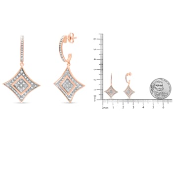 0.04ctw Round Cut Diamond Cushion 10K Rose Gold Over Sterling Silver
Dangle Earrings