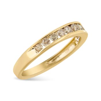14K Yellow Gold Plated Sterling Silver 1/2 Ctw Round Diamond 11 Stone
Anniversary Band Ring