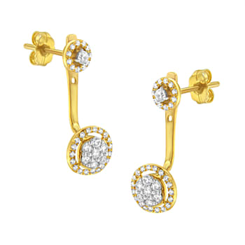 14K Yellow Gold Over Sterling Silver 5/8ctw Diamond Removable Stud and
Dangle Earrings