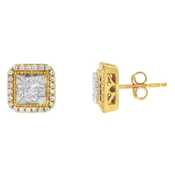10K Yellow Gold Diamond Stud Earrings 1/2ctw