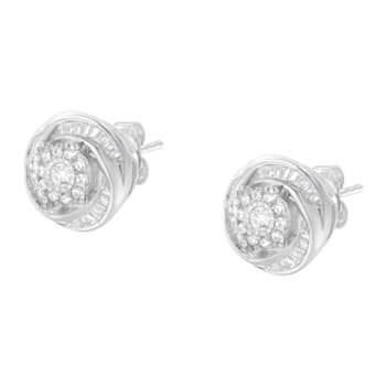 Sterling Silver .75ctw Mixed Diamond Love Knot Stud Earring (I-J Color,
I2-I3 Clarity)