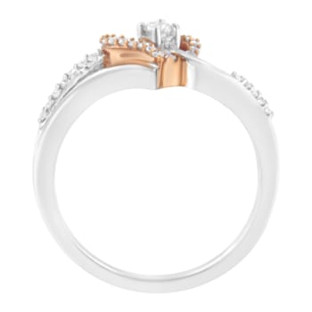 10K Two-tone Gold Over Sterling Silver ⅕ctw Diamond Open Heart Ring (I-J
Color, I2-I3 Clarity)