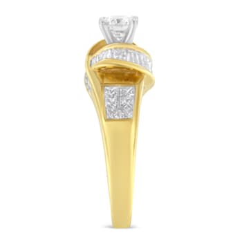 14K Yellow Gold Round, Baguette and Princess Cut Diamond Ring (1 1/8ctw,
H-I Color, SI2-I1 Clarity)