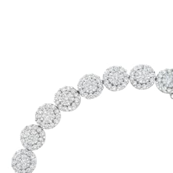 14K White Gold 3.75ctw Round Diamond Round Cluster Links Tennis Bracelet