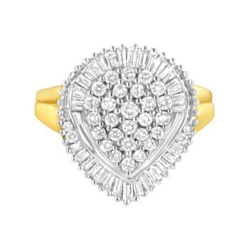 10K Yellow Gold 1.0ctw Mixed Cut Diamond Oval Shaped Cluster Ring (I-J
Color, I1-I2 Clarity)