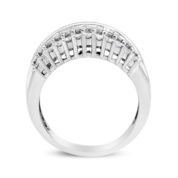 14K White Gold 1.00ctw Mixed Shape Diamond Modern Band Ring (H-I Color,
SI2-I1 Clarity) Size 7