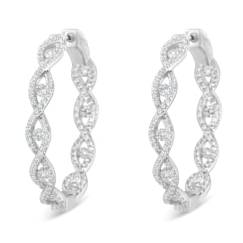 10K White Gold Diamond Hoop Earrings 1 1/2ctw