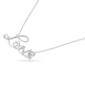 Sterling Silver 1/4 Cttw Diamond Cursive "Love" 18"
Pendant Necklace (H-I Color, I1-I2 Clarity)